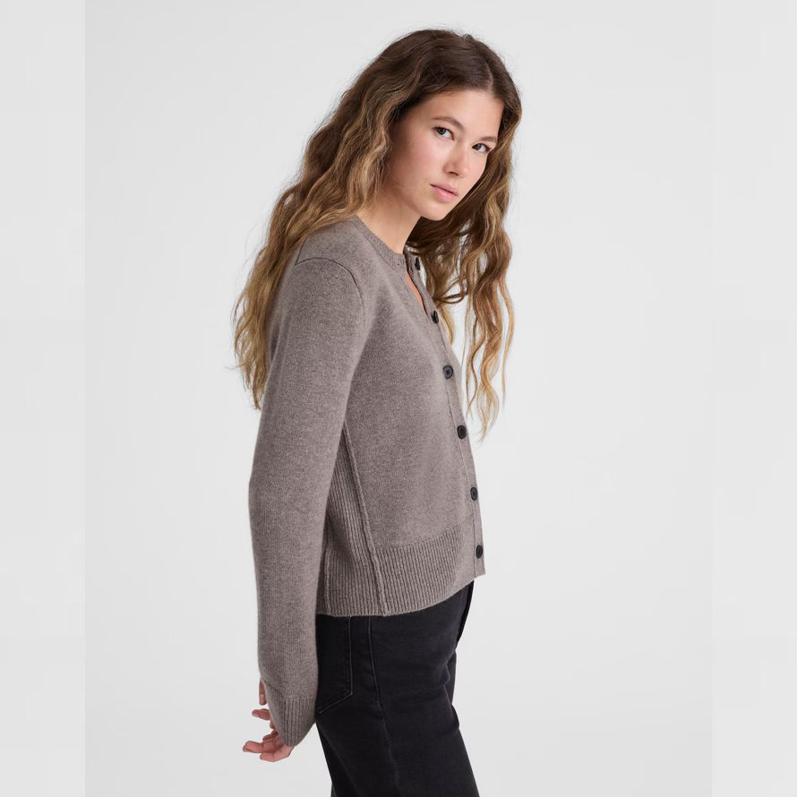 grey madewell cashmere button-front womens cardigan