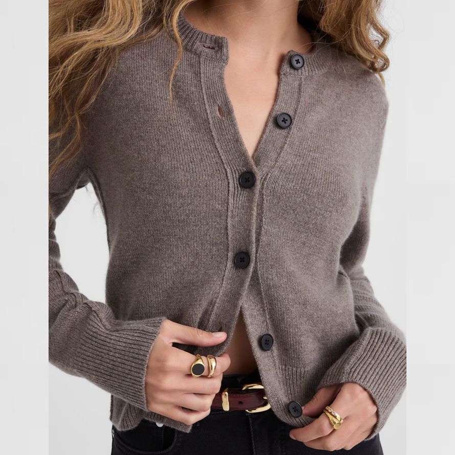 grey madewell cashmere button-front womens cardigan