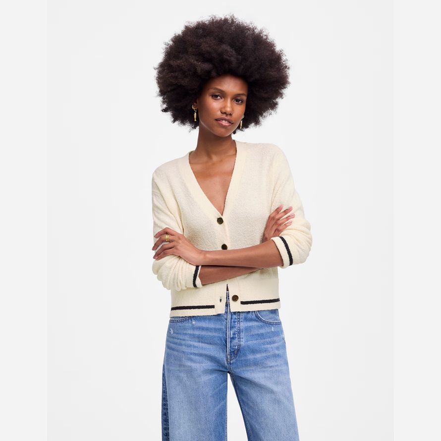 madewell boucl�-knit womens cardigan cream