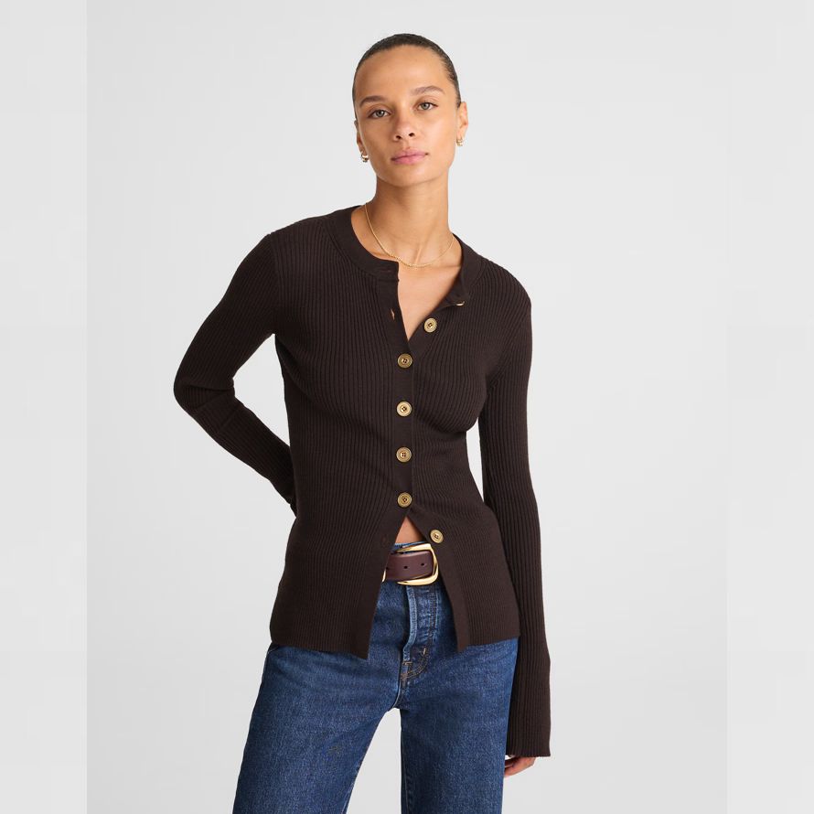 black womens madewell longline cardigan
