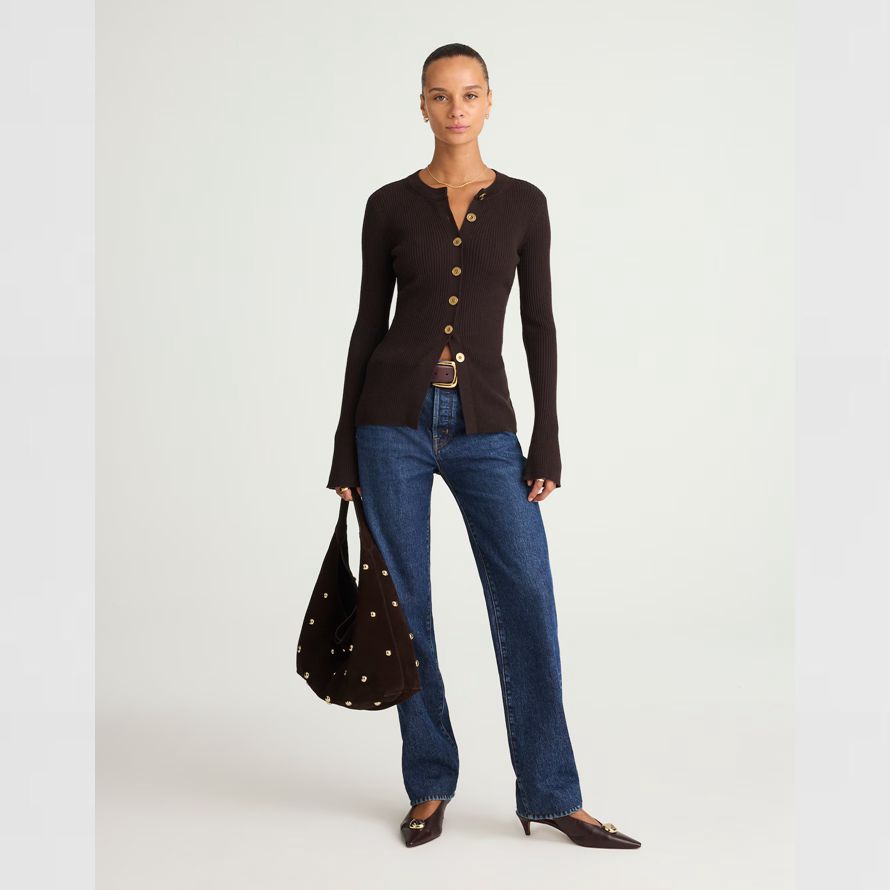 black womens madewell longline cardigan