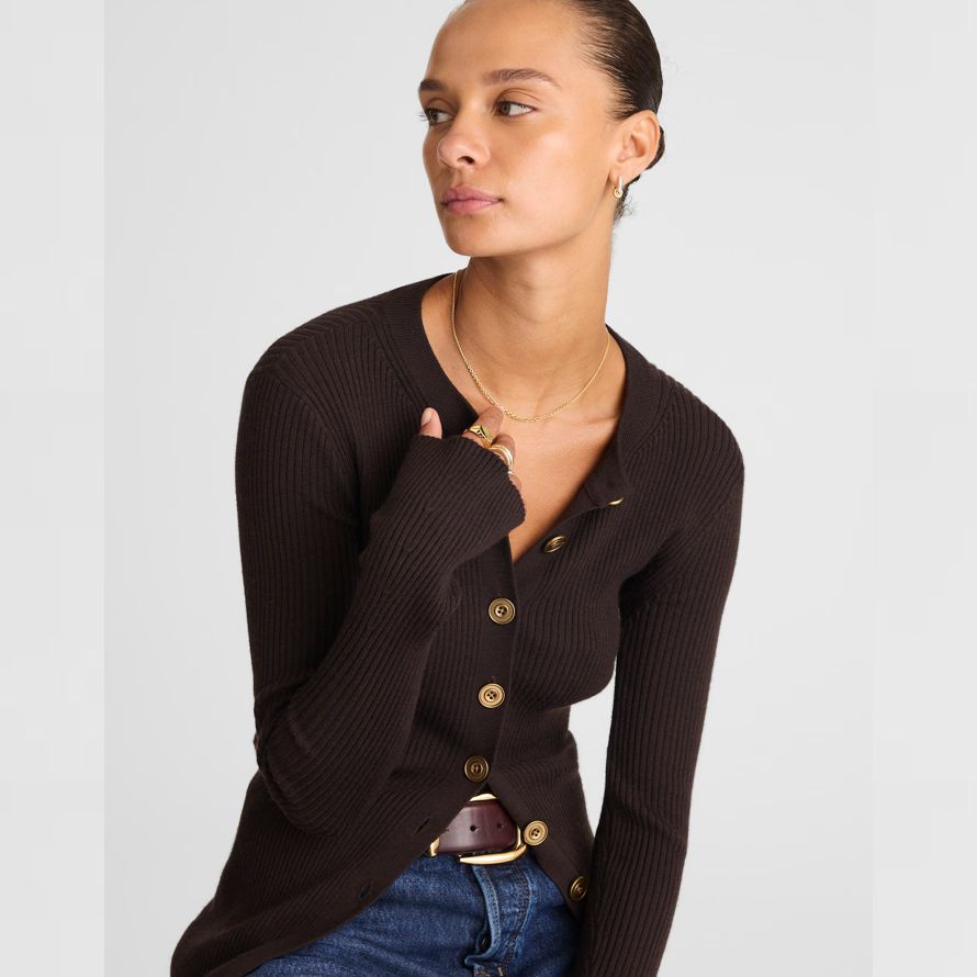 black womens madewell longline cardigan