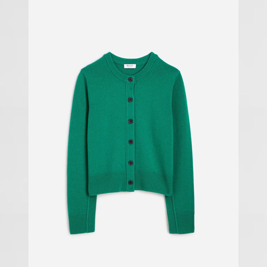 green madewell cashmere button-front womens cardigan