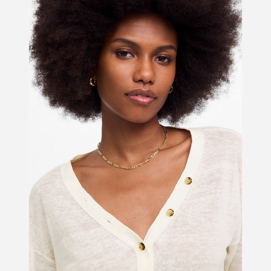 madewell linen-blend v-neck womens cardigan cream