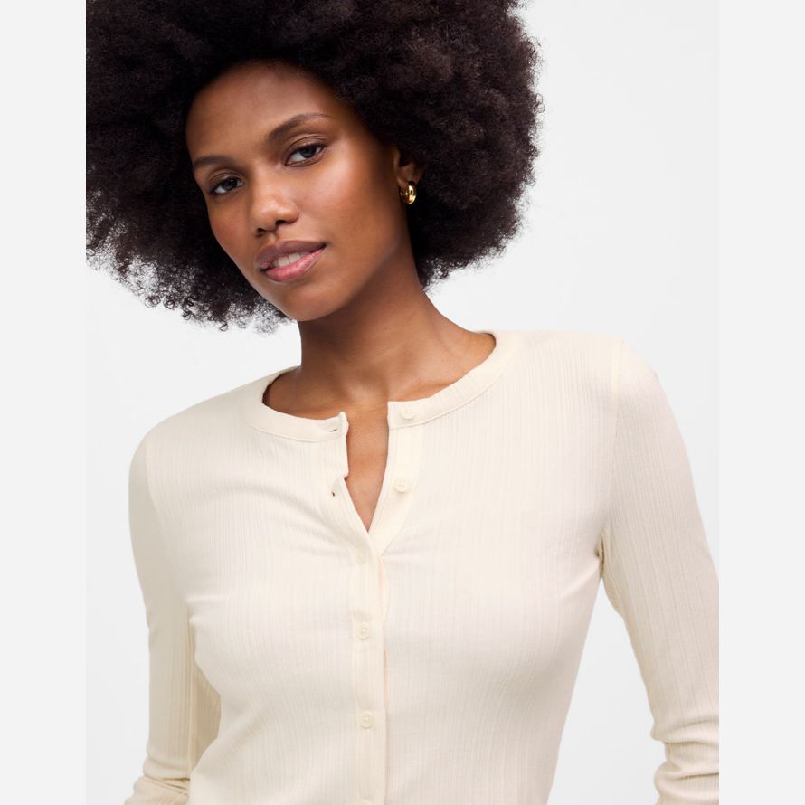 womens madewell cotton flared-sleeve cardigan cream