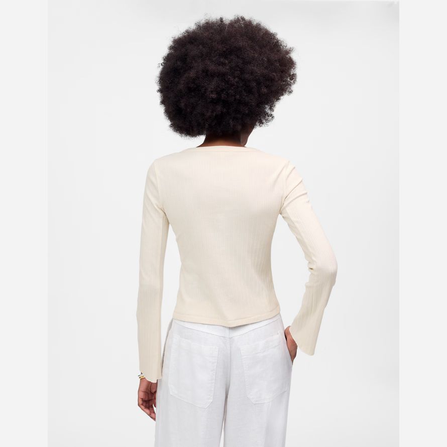 womens madewell cotton flared-sleeve cardigan cream