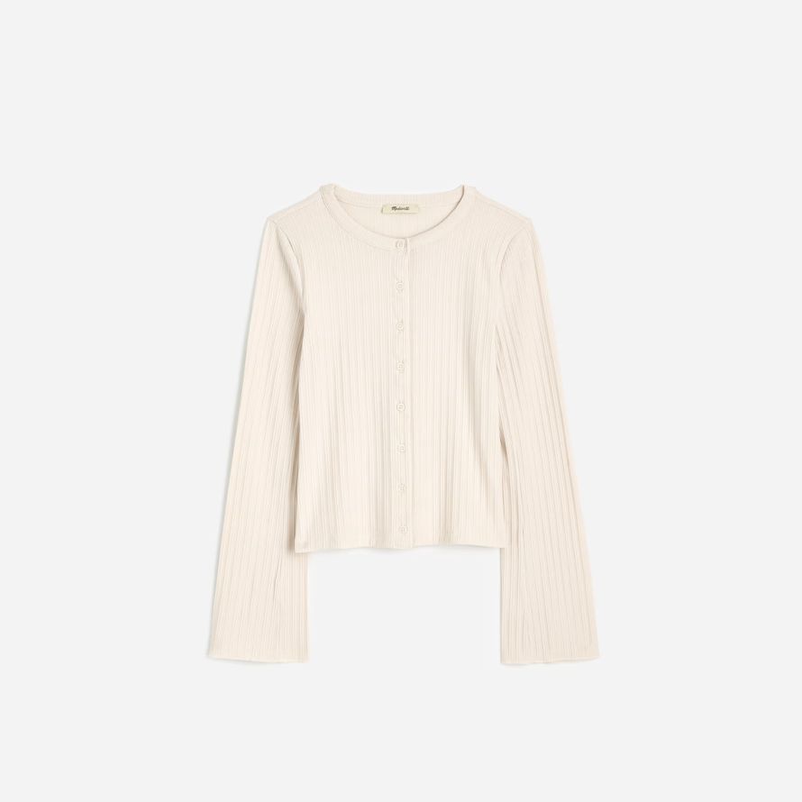 womens madewell cotton flared-sleeve cardigan cream