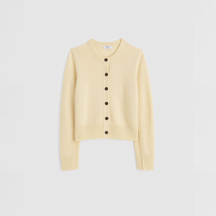 madewell cashmere button-front womens cardigan cream