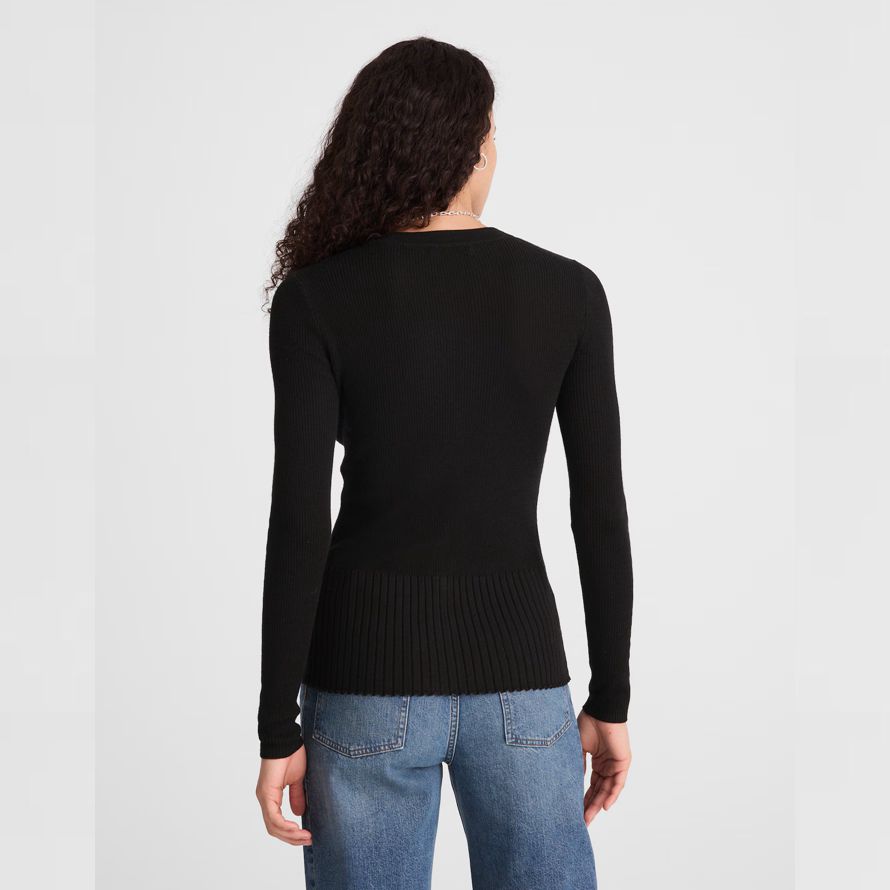womens madewell deep v-neck merino-silk blend cardigan black