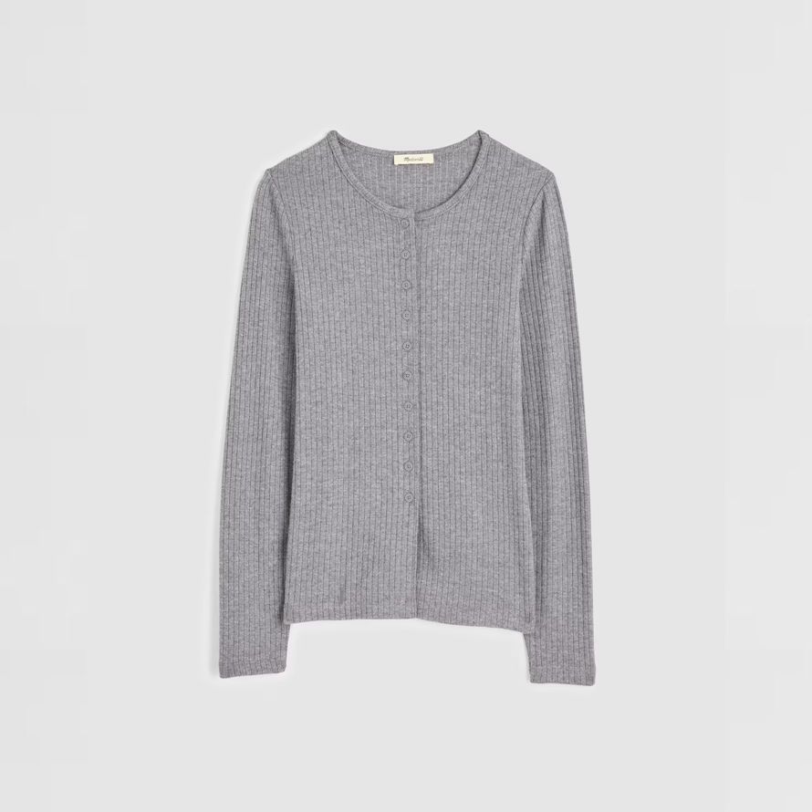 grey madewell textural cutaway crewneck womens cardigan
