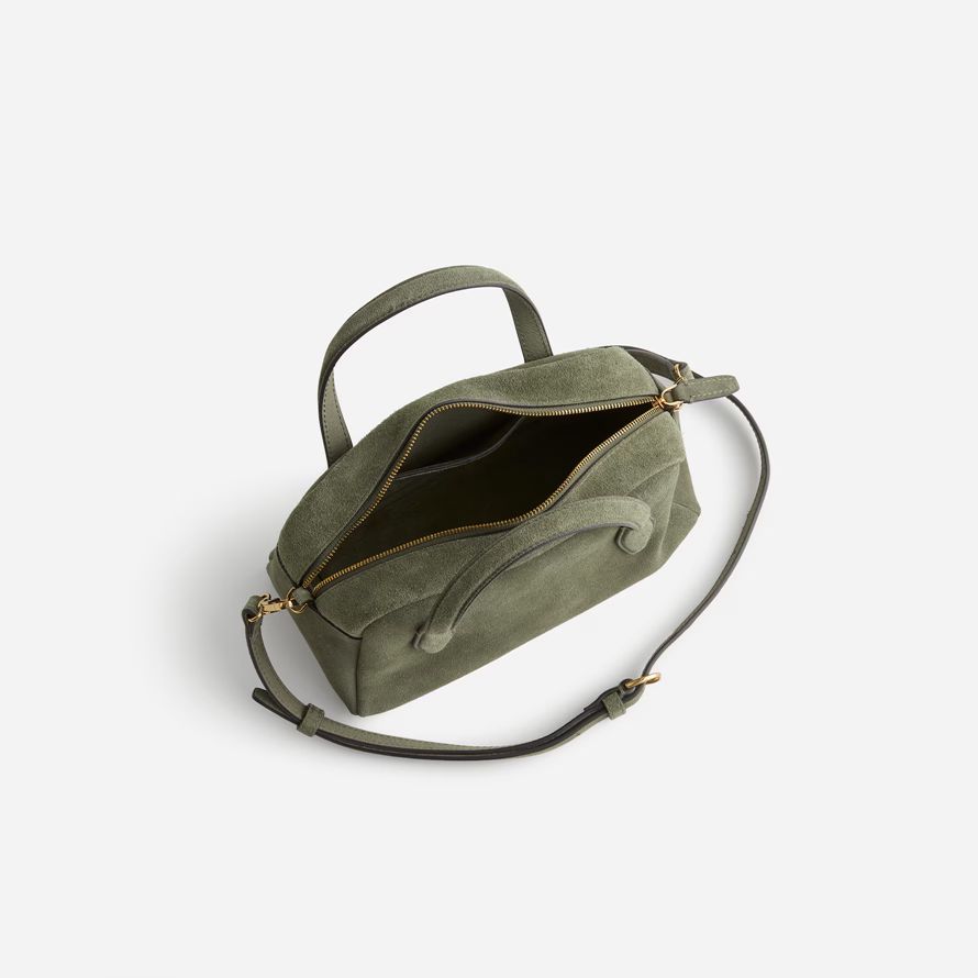 green womens madewell medium suede crossbody bag