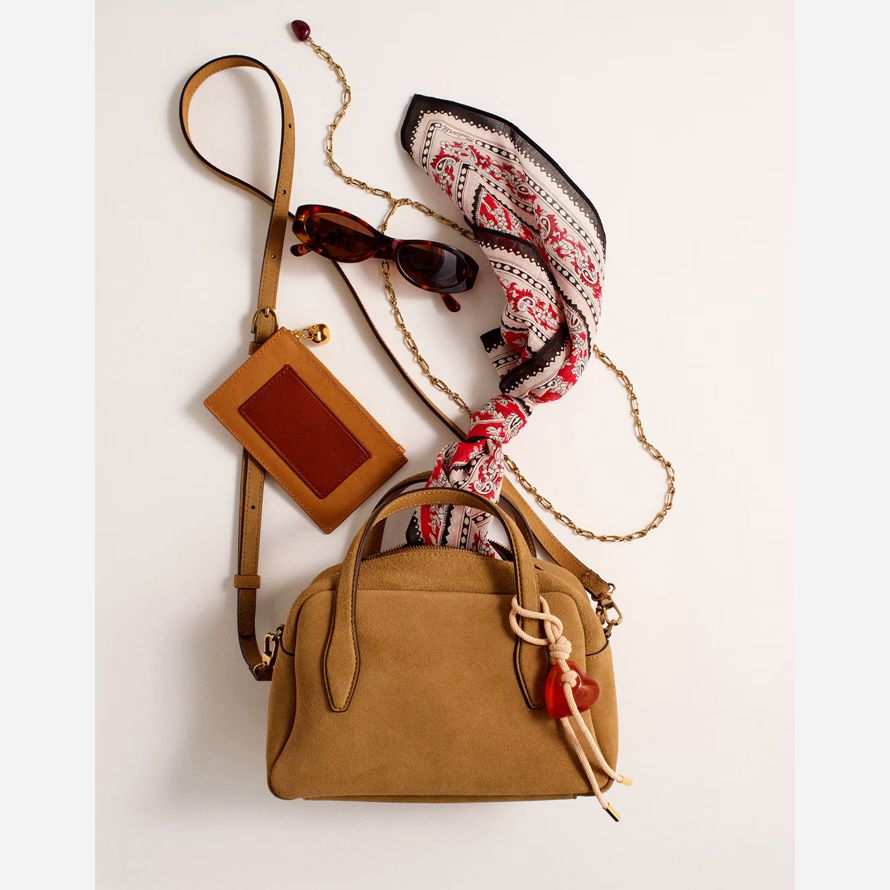 womens madewell medium suede crossbody bag brown