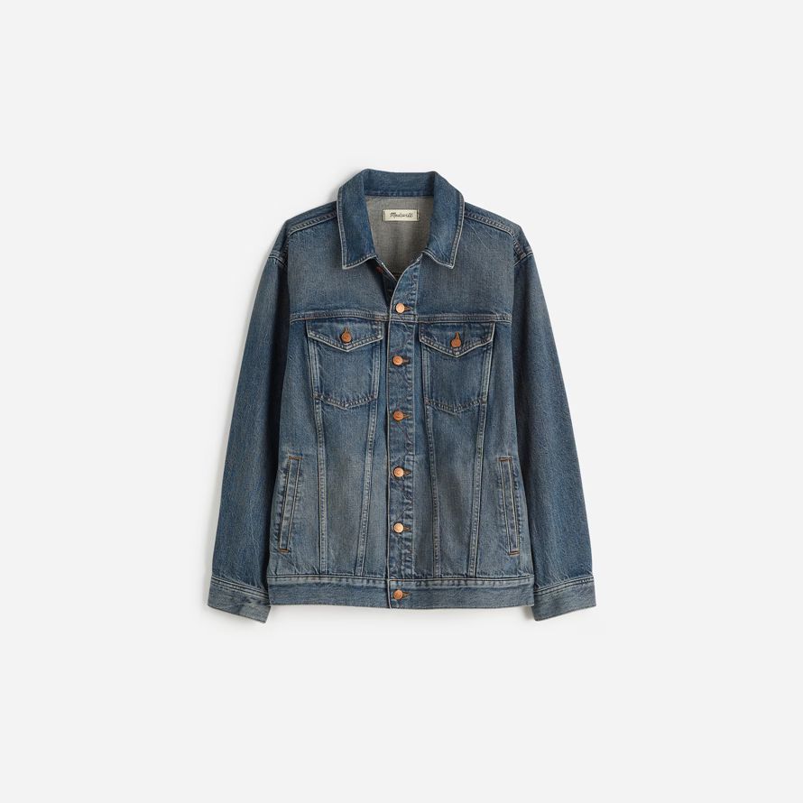womens madewell button-front denim jacket blue