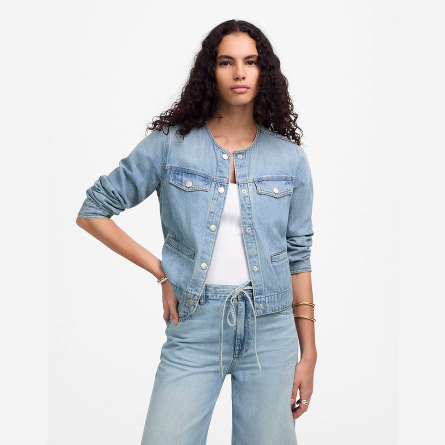 blue madewell cinched airy womens denim jacket