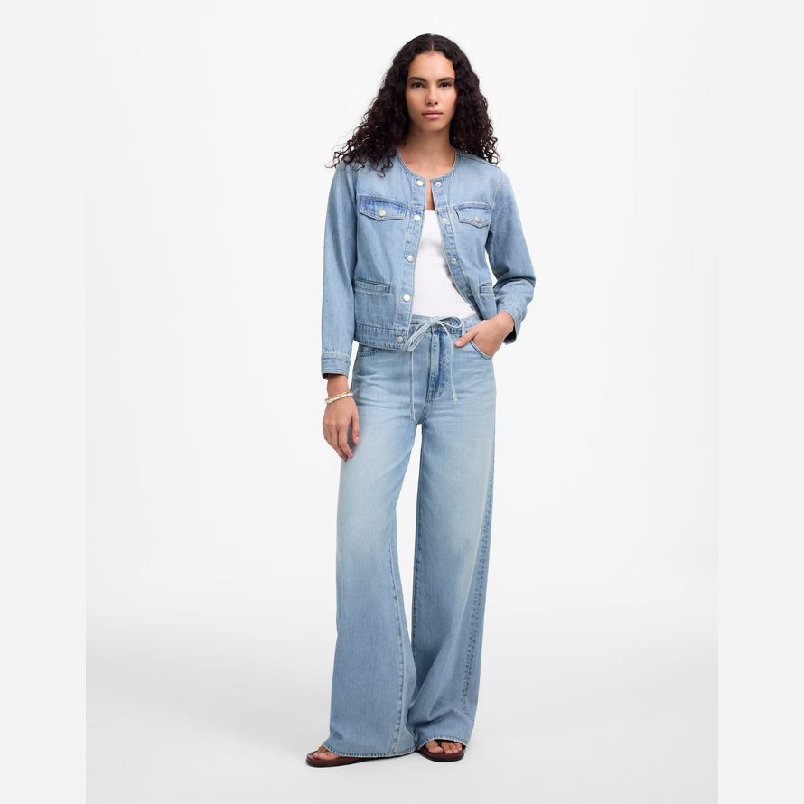 blue madewell cinched airy womens denim jacket