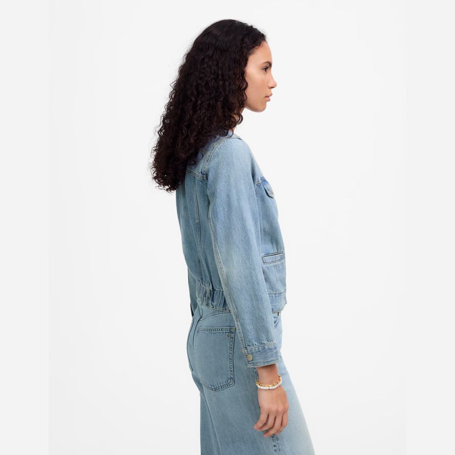 blue madewell cinched airy womens denim jacket