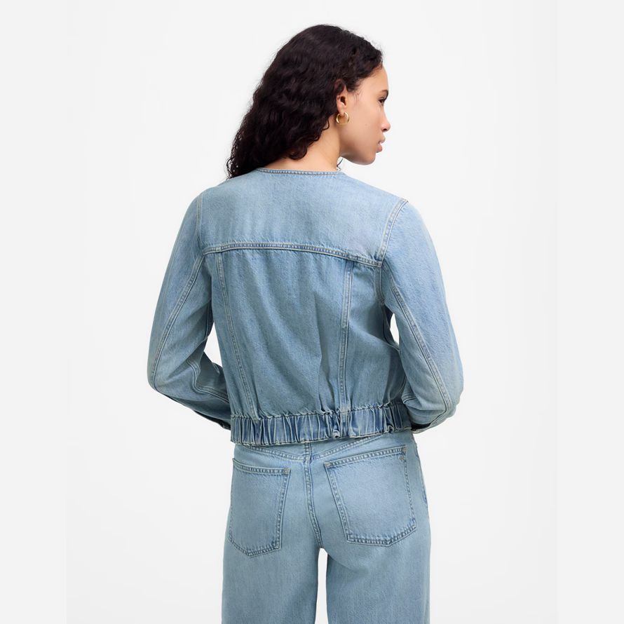 blue madewell cinched airy womens denim jacket