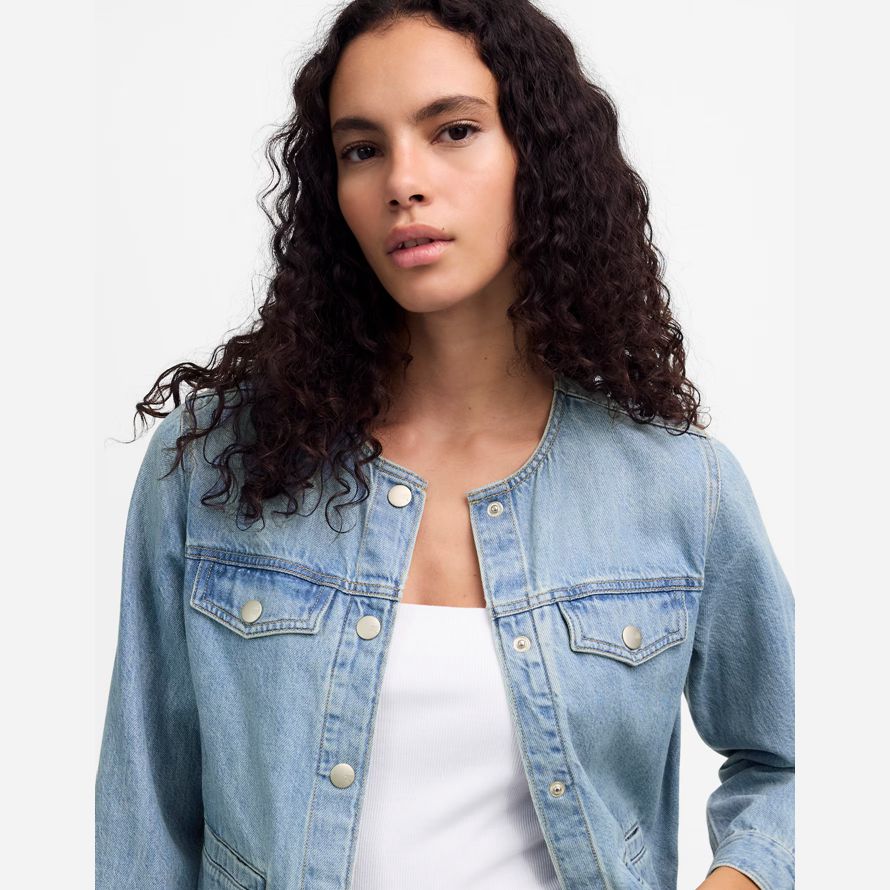 blue madewell cinched airy womens denim jacket