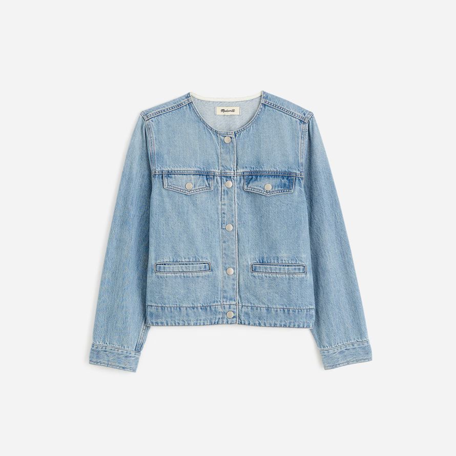 blue madewell cinched airy womens denim jacket