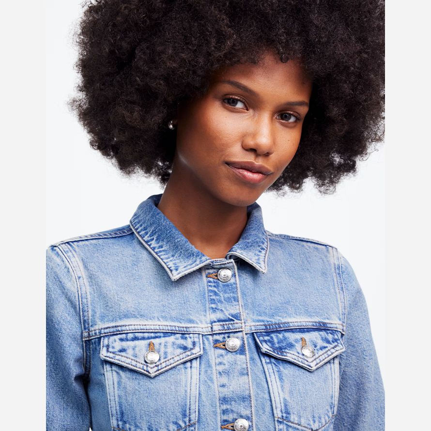 womens madewell trucker denim jacket blue