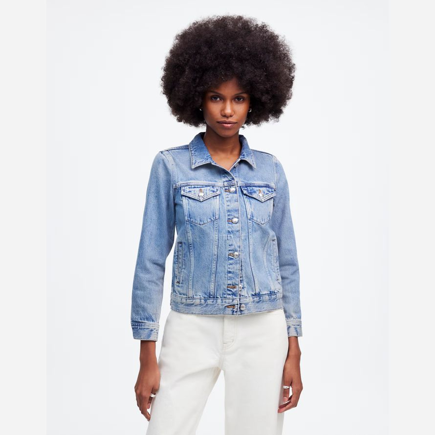 womens madewell trucker denim jacket blue