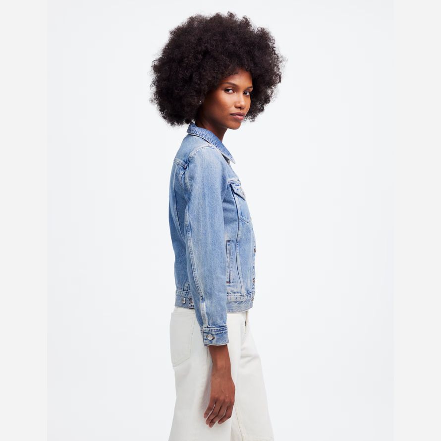 womens madewell trucker denim jacket blue