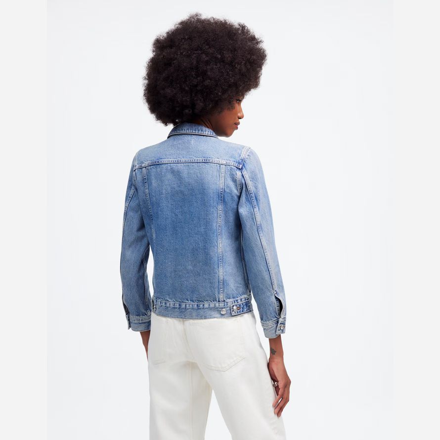womens madewell trucker denim jacket blue