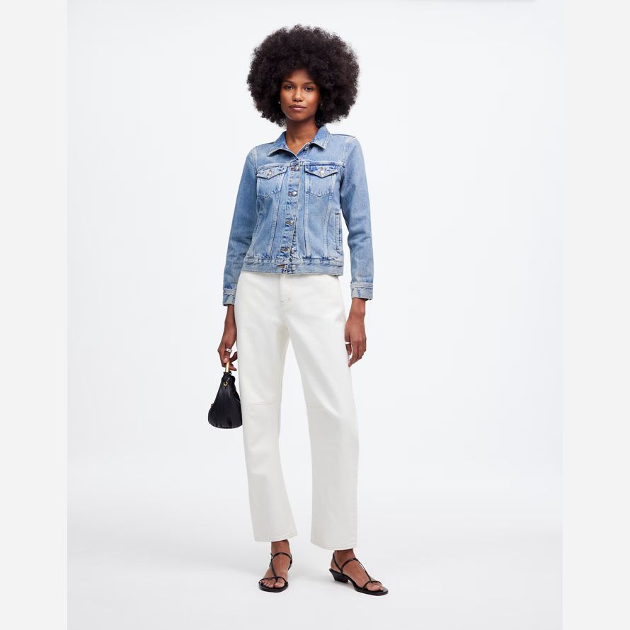 womens madewell trucker denim jacket blue