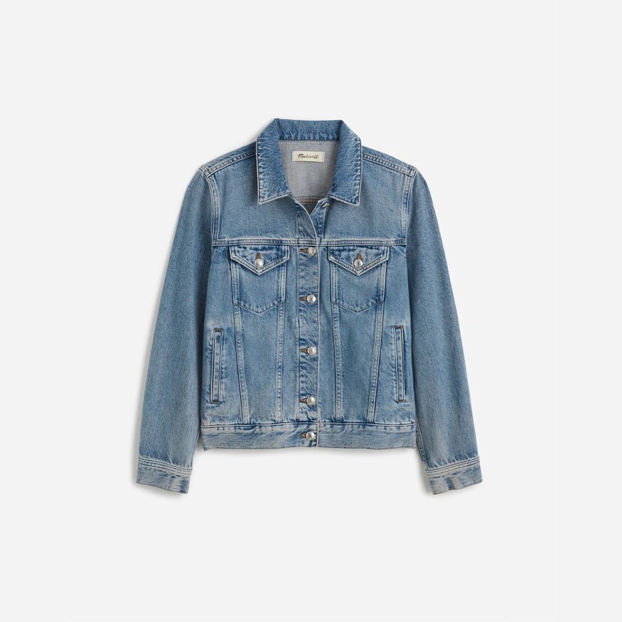 womens madewell trucker denim jacket blue
