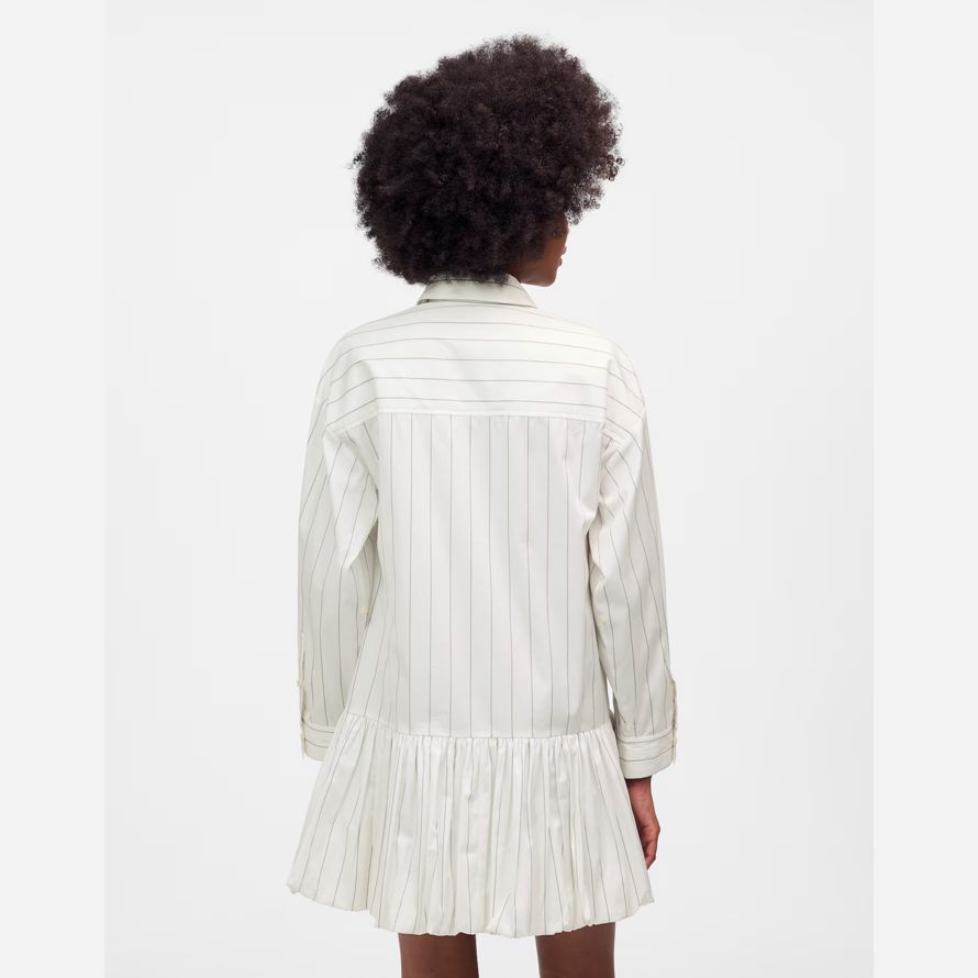 womens madewell bubble-hem mini shirt dress white
