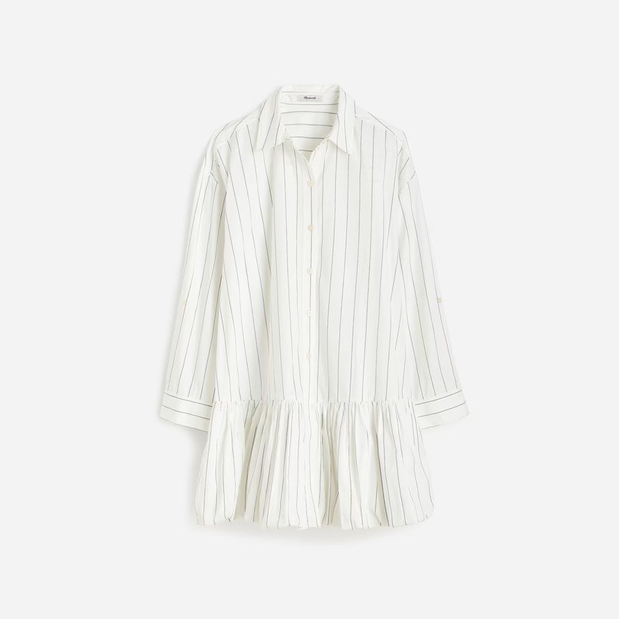 womens madewell bubble-hem mini shirt dress white