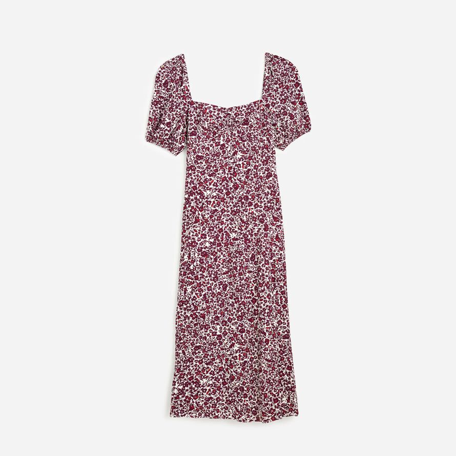 dark red white womens madewell puff sleeve sweetheart midi dress