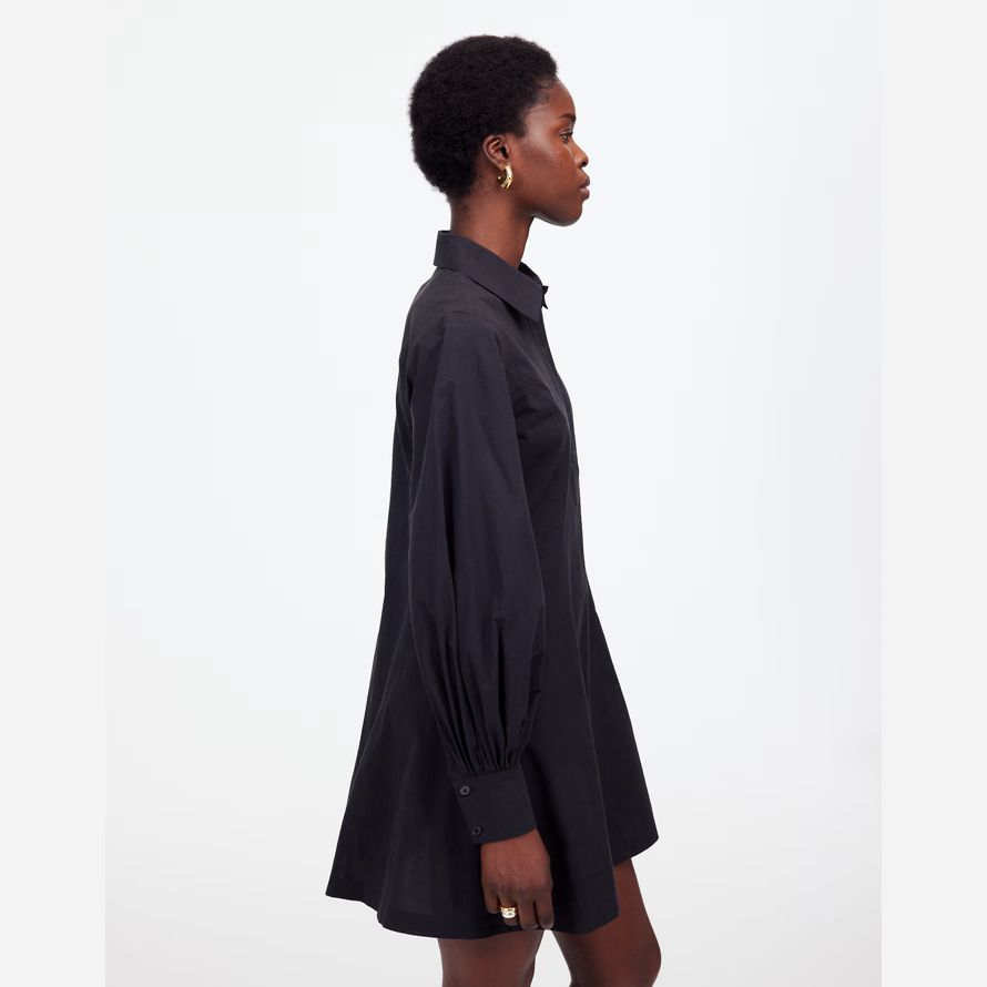 madewell seamed long-sleeve mini shirt womens dress black