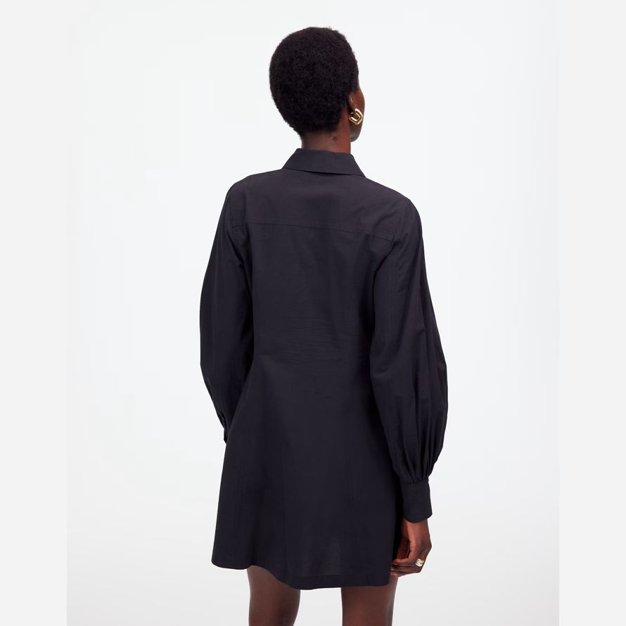 madewell seamed long-sleeve mini shirt womens dress black
