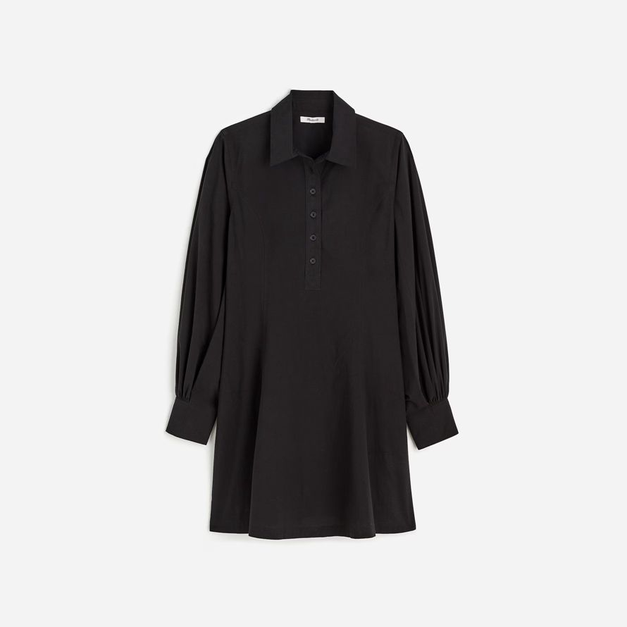 madewell seamed long-sleeve mini shirt womens dress black
