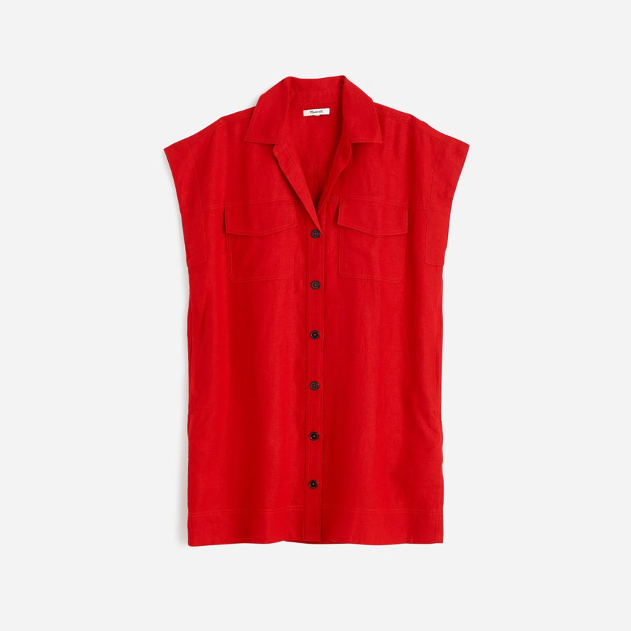 red madewell utility short-sleeve mini shirt womens dress