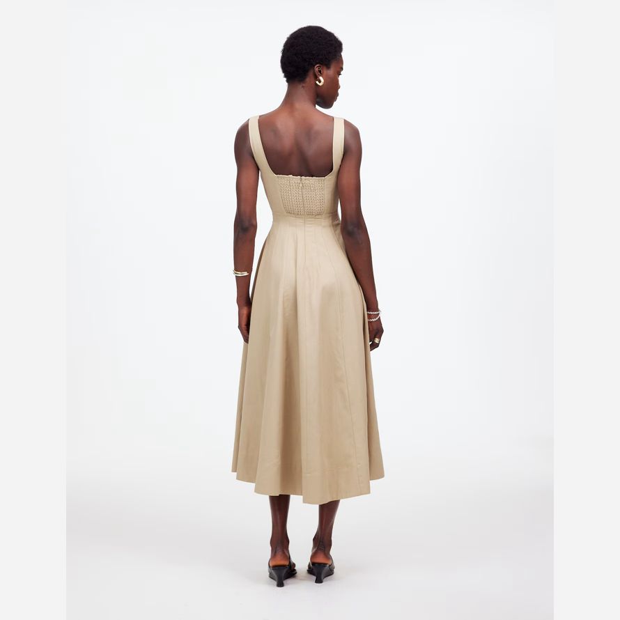 cream madewell seamed squareneck midi womens dress