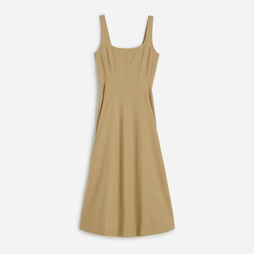 cream madewell seamed squareneck midi womens dress
