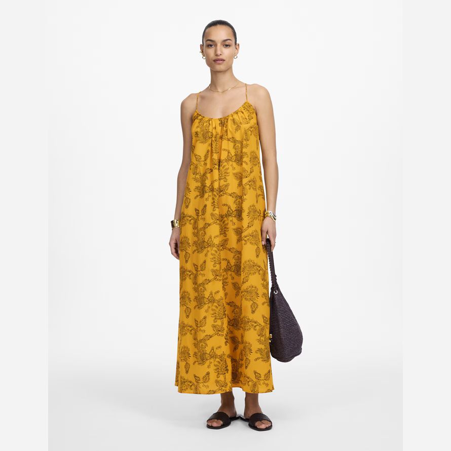 yellow madewell u-neck crossback maxi womens dress
