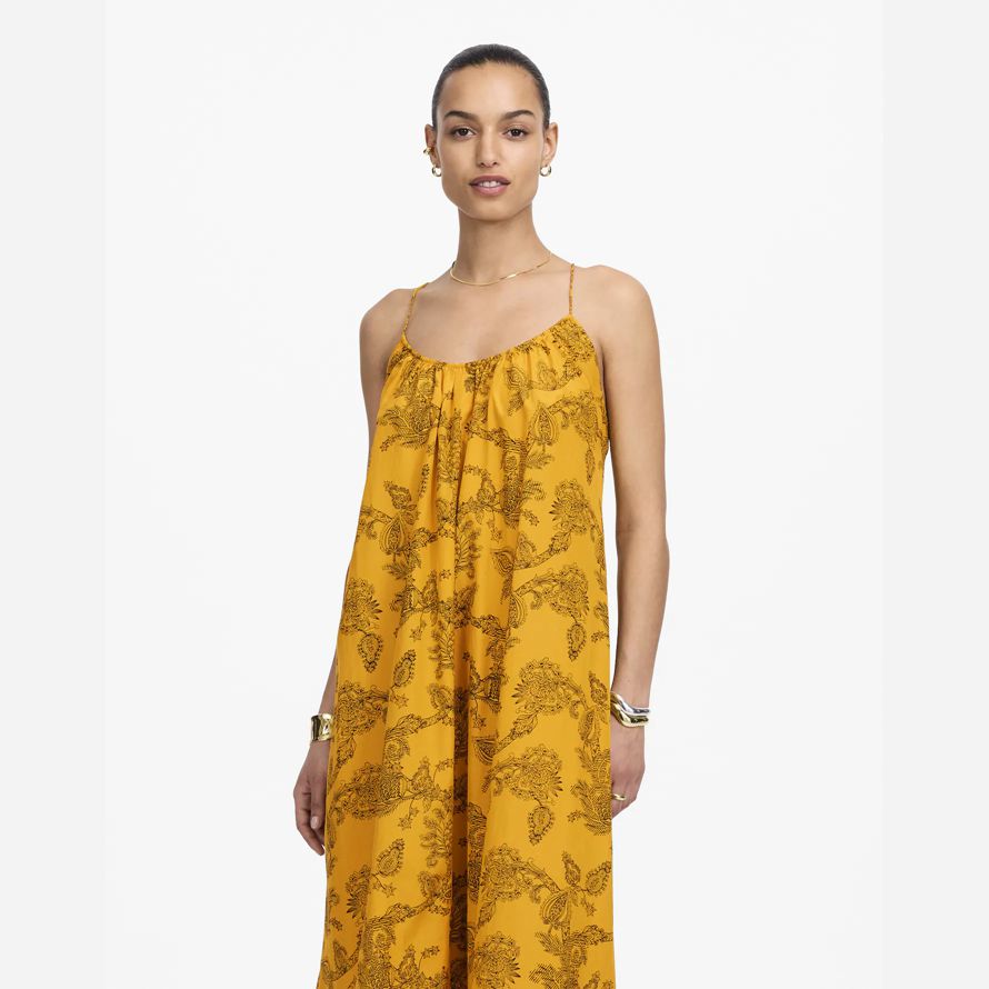 yellow madewell u-neck crossback maxi womens dress