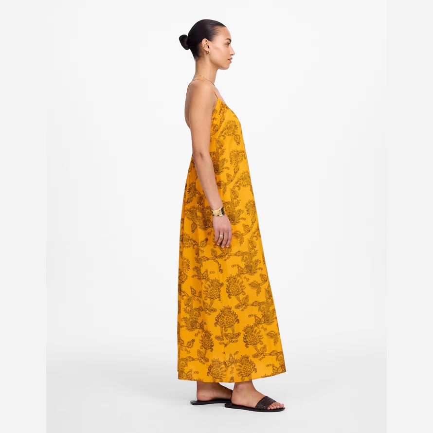 yellow madewell u-neck crossback maxi womens dress