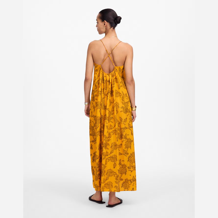 yellow madewell u-neck crossback maxi womens dress