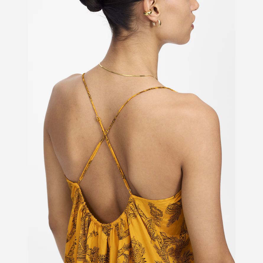 yellow madewell u-neck crossback maxi womens dress