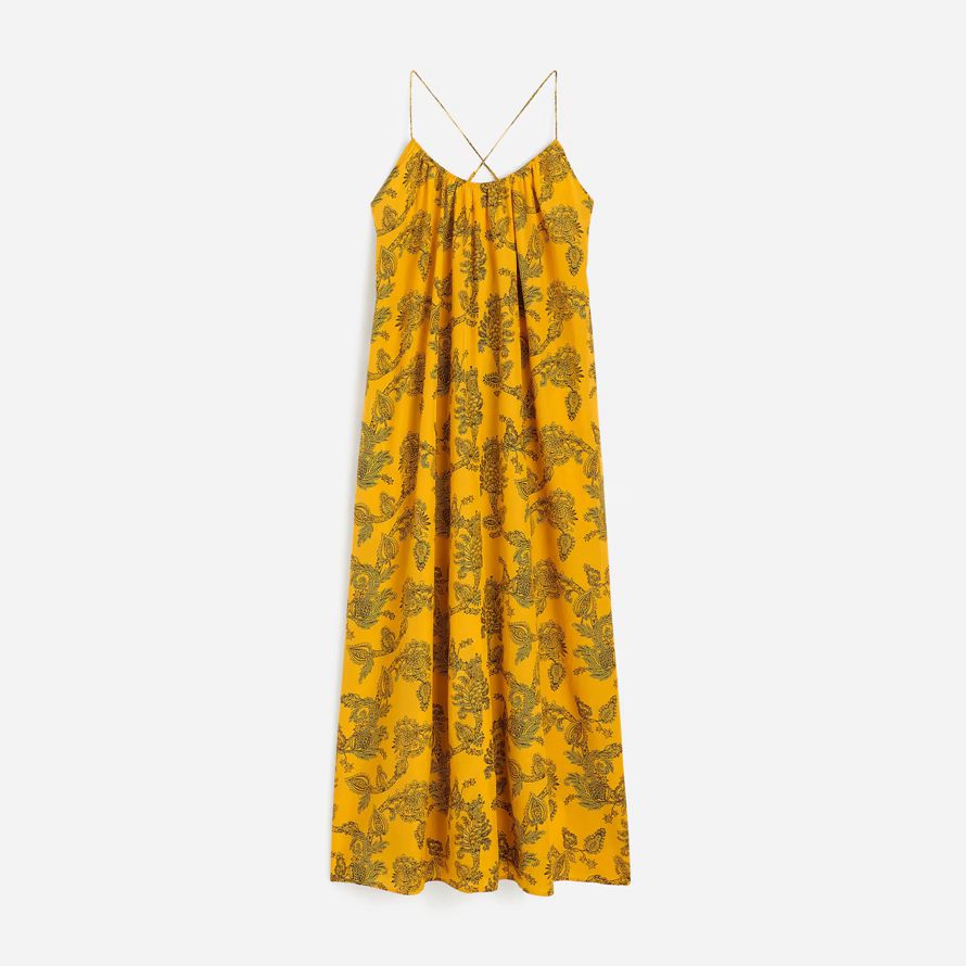yellow madewell u-neck crossback maxi womens dress