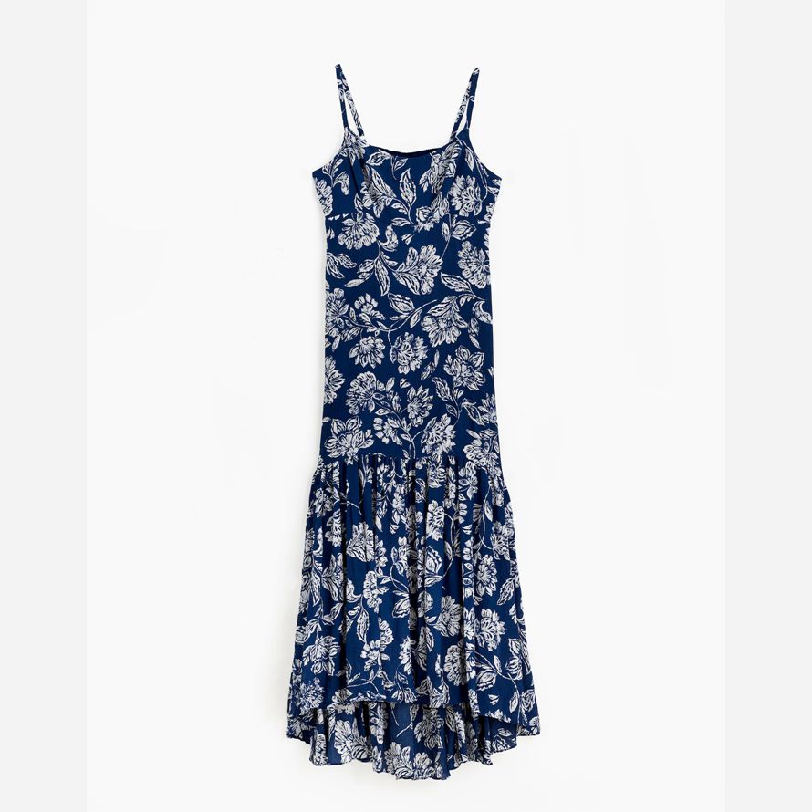 madewell textured maxi slip womens dress navy grey
