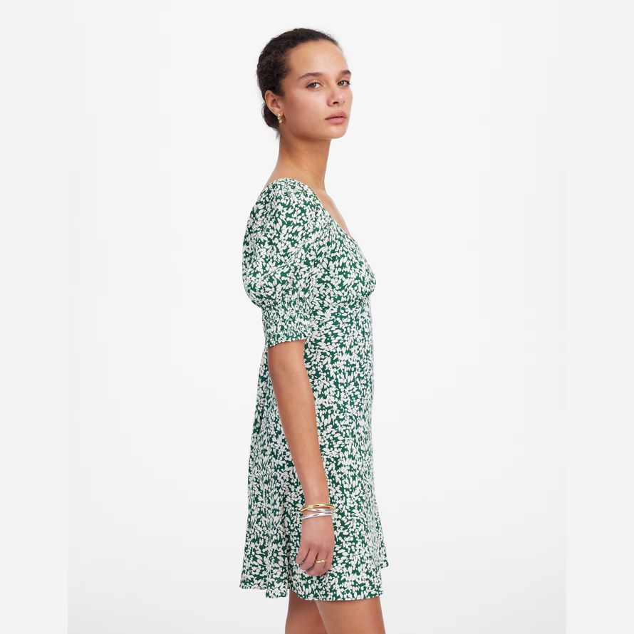 green white madewell seamed v-neck mini womens dress