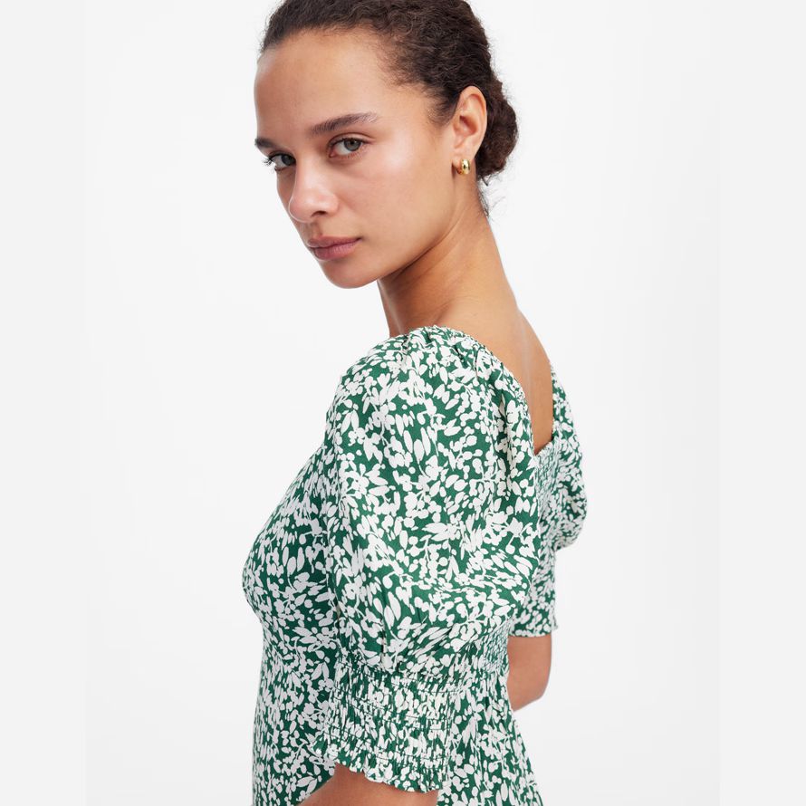 green white madewell seamed v-neck mini womens dress