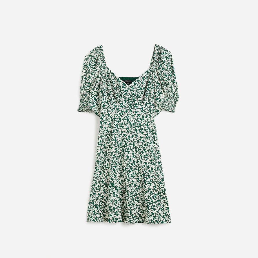 green white madewell seamed v-neck mini womens dress