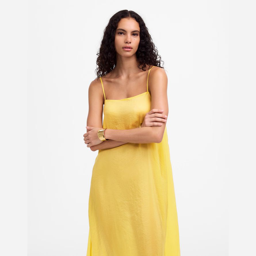 yellow womens madewell leset lana maxi dress