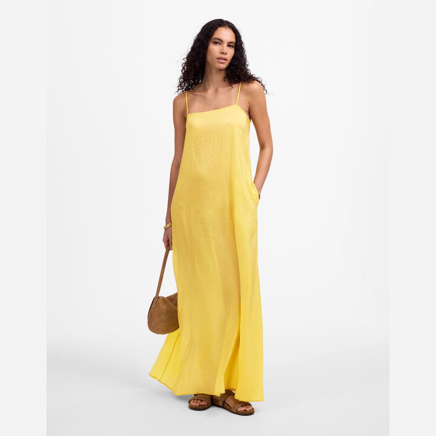 yellow womens madewell leset lana maxi dress
